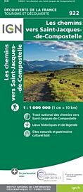 I.G.N - Carte Thématique ref.922 - Les chemins vers Saint Jacques de Compostelle