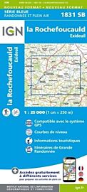 I.G.N. Carte au 1-25.000ème - Série bleue - 1831SB - la Rochefoucauld - Exideuil
