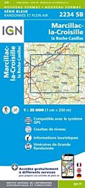 I.G.N. Carte au 1-25.000ème - Série bleue - 2234SB - Marcillac-la-Croisille - La Roche-Canillac