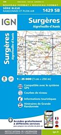 I.G.N. Carte au 1-25.000ème - Série bleue - 1429 SB - Surgères - Aigrefeuille-D'aunis