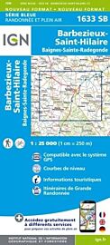 I.G.N. Carte au 1-25.000ème - Série bleue - 1633SB - Barbezieux-Saint-Hilaire - Baignes-Sainte-Radegonde