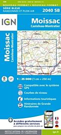 I.G.N - Carte au 1-25.000ème - Série bleue - 2040SB - Moissac - Castelnau - Montratier