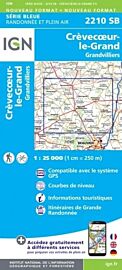 I.G.N - Carte au 1-25.000ème - Série bleue - 2210SB - Crevecoeur-Le-Grand - Grandvilliers