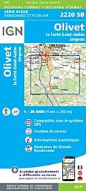I.G.N - Carte au 1-25.000ème - Série bleue - 2220SB - Olivet - La Ferté Saint-Aubin - Jargeau 