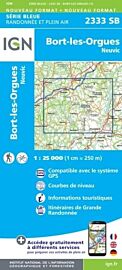 I.G.N. Carte au 1-25.000ème - Série bleue - 2333SB - Bort-Les-Orgues- Neuvic