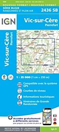 I.G.N - Carte au 1-25.000ème - Série bleue - 2436SB - Vic-Sur-Cère - Pierrefort