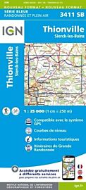 I.G.N - Carte au 1-25.000ème - Série bleue - 3411SB - Thionville- Sierck-Les-Bains