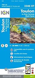 I.G.N. Carte au 1-25.000ème - TOP 25 - 3346OT - Toulon- le Gros Cerveau Mont-Faron