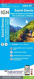 I.G.N - Carte au 1-25.000ème - TOP 25 - 4402 RTR (résistante) - Saint-Denis - Cirques de Mafate et de Salazie - Parc National de la Reunion