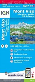 I.G.N - Carte au 1-25.000ème - TOP 25 - Carte résistante - 3637OTR - Mont Viso - Saint-Véran - Aiguilles - PNR du Queyras