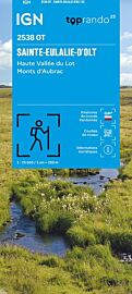 I.G.N - Carte au 1-25.000ème - TOP 25 - 2538 OT - Sainte-Eulalie-d'Olt - Haute vallée du Lot - Monts d'Aubrac