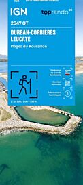 I.G.N - Carte au 1-25.000ème - TOP 25 - 2547 OT - Durban-Corbières - Leucate - Plages du Roussillon