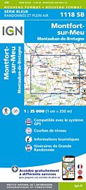 I.G.N Carte au 1-25.000ème - Série bleue - 1118 SB - Montfort sur Meu - Montauban de Bretagne