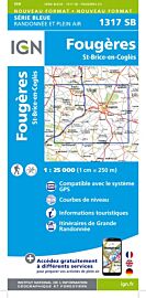 I.G.N Carte au 1-25.000ème - Série bleue - 1317 SB - Fougères - St Brice en Coglès