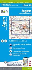 I.G.N Carte au 1-25.000ème - Série bleue - 1840 SB - Agen - Port Sainte Marie