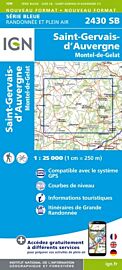 I.G.N Carte au 1-25.000ème - Série bleue - 2430 SB - Saint-Gervais-d'Auvergne - Montel-de-Gelat