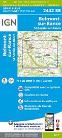 I.G.N Carte au 1-25.000ème - Série bleue - 2442 SB - Belmont-sur-Rance - St-Sernin-sur-Rance