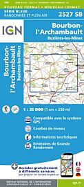 I.G.N Carte au 1-25.000ème - Série bleue - 2527 SB - Bourbon L'Archambault - Buxières les Mines 