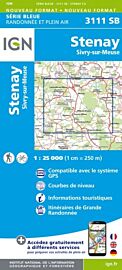 I.G.N Carte au 1-25.000ème - Série bleue - 3111 SB - Stenay - Sivry-sur-Meuse