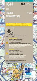 IGN - Carte Aéronautique OACI 947 - France sud-ouest - Plastifiée - Edition 2025