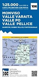 Istituto Geografico Centrale (I.G.C) - N°106 - Monviso - Valle Varaita, Po e Pellice(Sampeyre - Bobbio Pellice, Pontechianale)