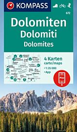Kompass - Lot de 4 cartes de randonnées - n°672 - Dolomites