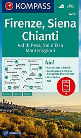 Kompass - Carte de randonnées - n°2458 - Firenze, Siena, Chianti, val di Pesa, Val d'Elsa, Monteriggioni (Florence, Sienne et les environs)