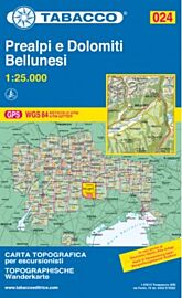 Tabacco - Carte de randonnées - 024 - Prealpi e Dolomiti Bellunesi 