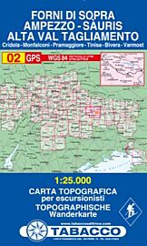 Tabacco - Carte de randonnées - 02 - Forni di Sopra - Ampezzo - Sauris - Alta Val Tagliamento 
