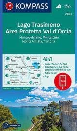 Kompass - Carte de randonnées - n°2463 - Lago Trasimeno, Area Protetta Val d' Orcia, Montepulciano, Montalcino, Monte Amiata, Cortona
