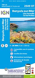 I.G.N - Carte au 1-25.000ème - TOP 25 - 2549 OT - Banyuls-sur-Mer - Côte Vermeille - Col du Perthus