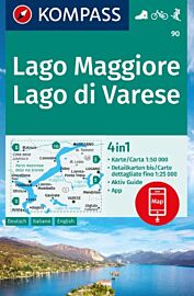 Kompass - Carte de randonnées - n°90 - Lago Maggiore (Lac Majeur), Lago di Varese