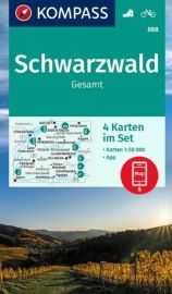 Kompass - Lot de 4 cartes de randonnées - n°888 - Schwarzwald (Forêt Noire)