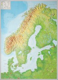 Georelief - Carte de la Scandinavie en relief