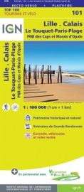 I.G.N - Carte au 1/100.000ème - TOP 100 - n°101 - Lille - Calais - Le Touquet-Paris-Plage - PNR des caps et marais d'opale