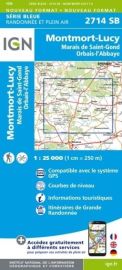 I.G.N. Carte au 1-25.000ème - Série bleue - 2714SB - Montmort-Lucy- Marais de Saint-Gond Orbais-L'abbaye