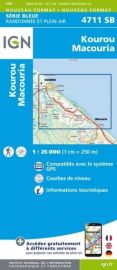 I.G.N. Carte au 1-25.000ème - Série bleue - 4711SB - Kourou - Macouria 