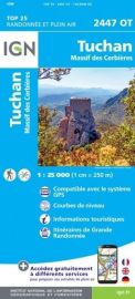 I.G.N. Carte au 1-25.000ème - TOP 25 - 2447OT - Tuchan - Massif des Corbières