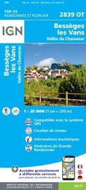 I.G.N. Carte au 1-25.000ème - TOP 25 - 2839OT - Bessèges - les Vans - Vallée du Chassezac