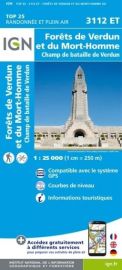 I.G.N. Carte au 1-25.000ème - TOP 25 - 3112ET - Forêts de Verdun et du Mort-Homme - Champ de Bataille de Verdun