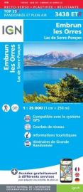 I.G.N - Carte au 1-25.000ème - TOP 25 - 3438ETR - Carte résistante - Embrun - les Orres - Lac de Serre-Ponçon