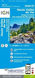 I.G.N - Carte au 1-25.000ème - TOP 25 - 3540ET - Haute Vallée du Var - Gorges de Daluis - Parc National du Mercantour