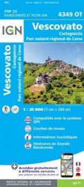 I.G.N - Carte au 1-25.000ème - TOP 25 - 4349OT - Vescovato - Castagniccia - PNR de Corse