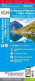 I.G.N. Carte au 1-25.000ème - TOP 25 Résistante - 3335ETR - le Bourg d'oisans- L'alpe d'huez - Grandes Rousses - Sept Laux