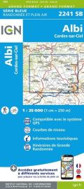 I.G.N - Carte au 1-25.000ème - Série bleue - 2241SB - Albi - Cordes-sur-Ciel