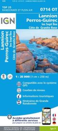 I.G.N - Carte au 1-25.000ème - Série Bleue Top 25 - 0714OT - Lannion - Perros-Guirrec - Les Sept-îles - Côte de granit rose
