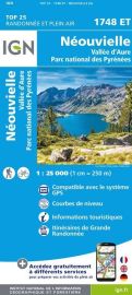 I.G.N - Carte au 1-25.000ème - Série bleue TOP 25 - 1748ET - Néouvielle - Vallée d'Aure - Parc national des Pyrénées