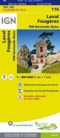 I.G.N Carte au 1-100.000ème - TOP 100 - n°116 - Laval - Fougères 