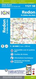 I.G.N Carte au 1-25.000ème - Série bleue - 1121 SB - Redon - St Gildas des bois