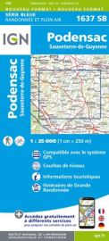 I.G.N Carte au 1-25.000ème - Série bleue - 1637 SB - Podensac - Sauveterre-de-Guyenne